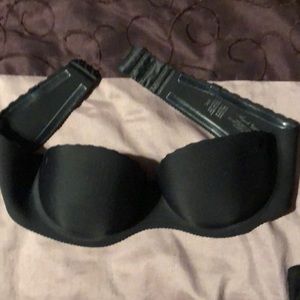 strapless black victoria secret bra